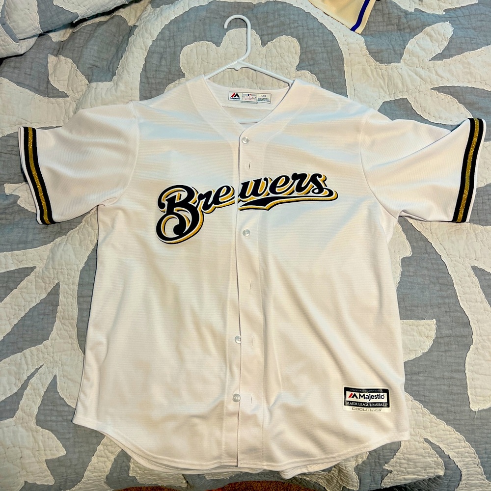 Milwaukee Brewers Majestic Jersey - No Name - Size Large - worn once!